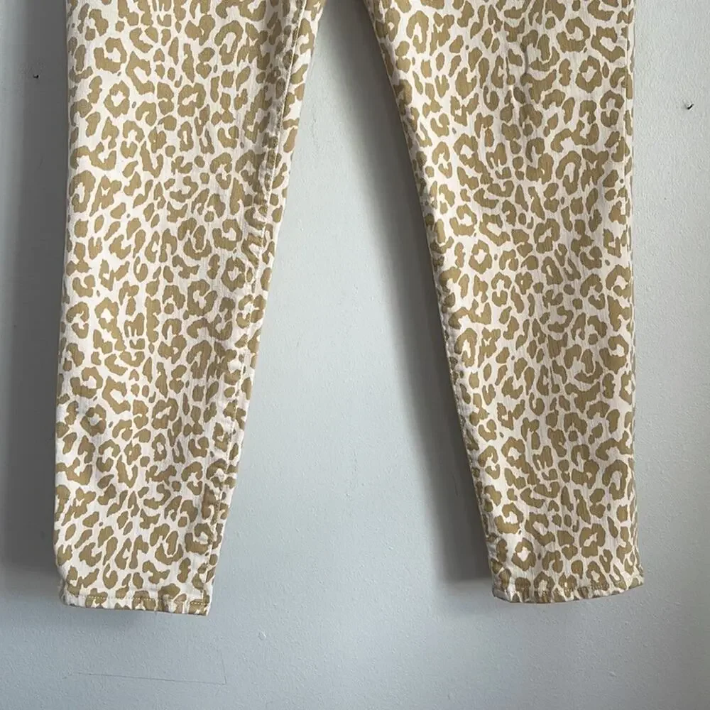 J. Crew 10” high rise toothpick leopard print skinny jeans sz 32